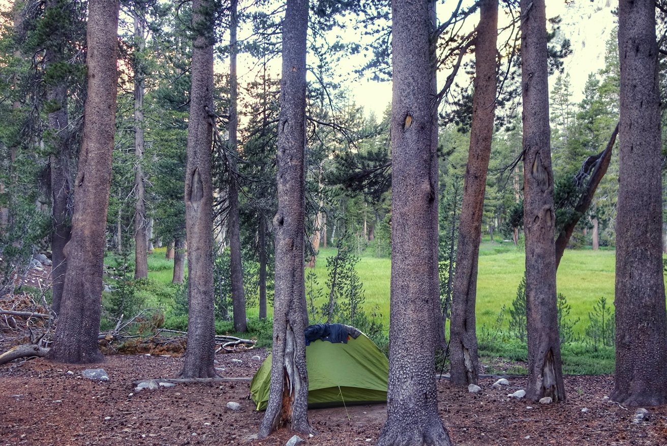 Clothes hang-drying at dusk